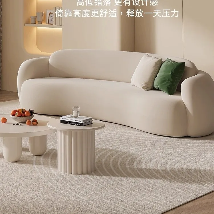 Nordic style home backrest green sofa as south arc sofa coffee table combination milk white with throw pillow sofa