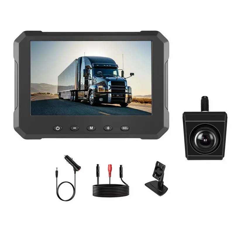 Night Vision IP68 Waterproof Backup Camera For Truck AHD 1080P Rear View Camera 5 Inch Monitor Kit For Trailer Pickup RV