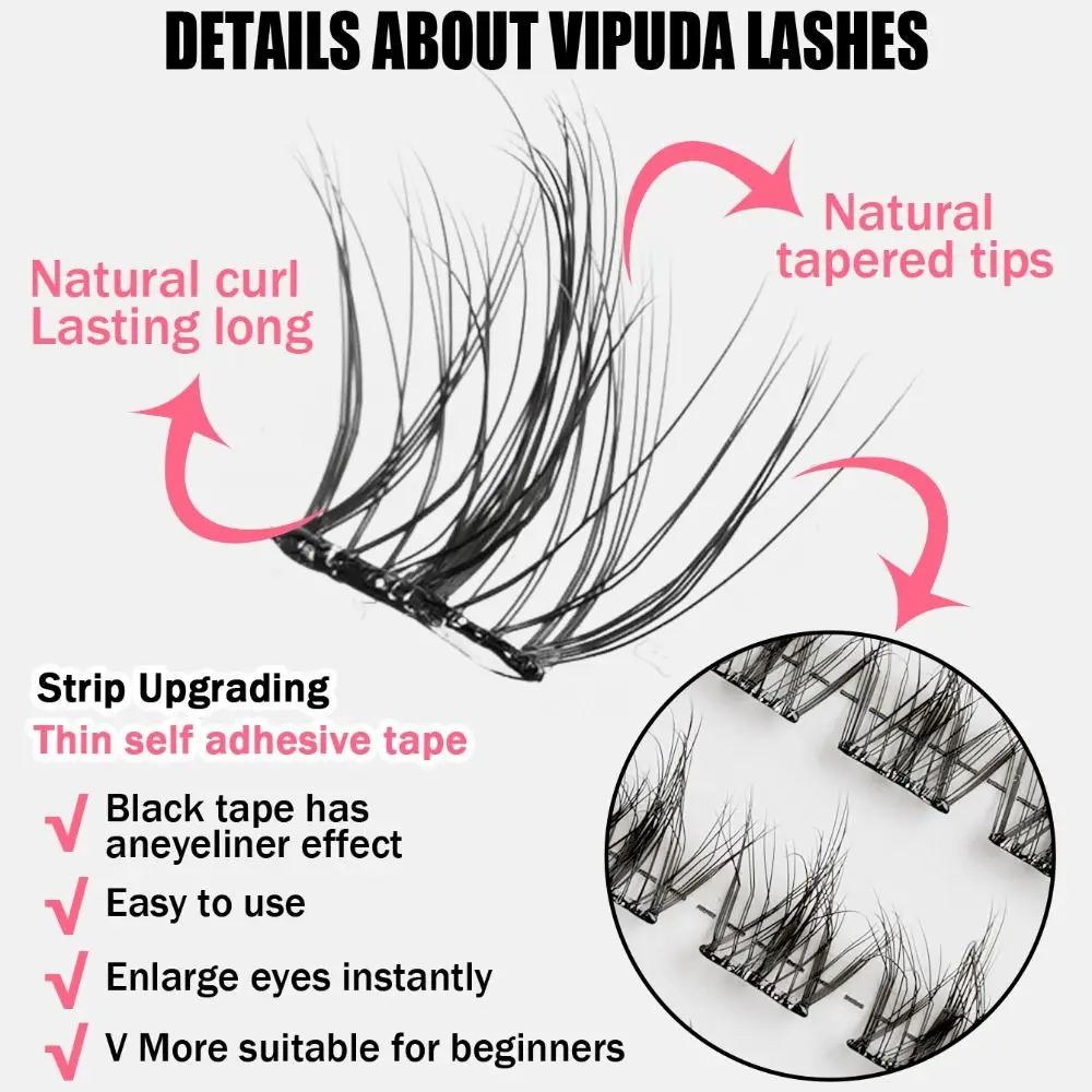 No Removal Required No Need Glue Fluffy False Eyelashes Reusable Manga Self-adhesive Lash Clusters Fairy Individual Lashes Women