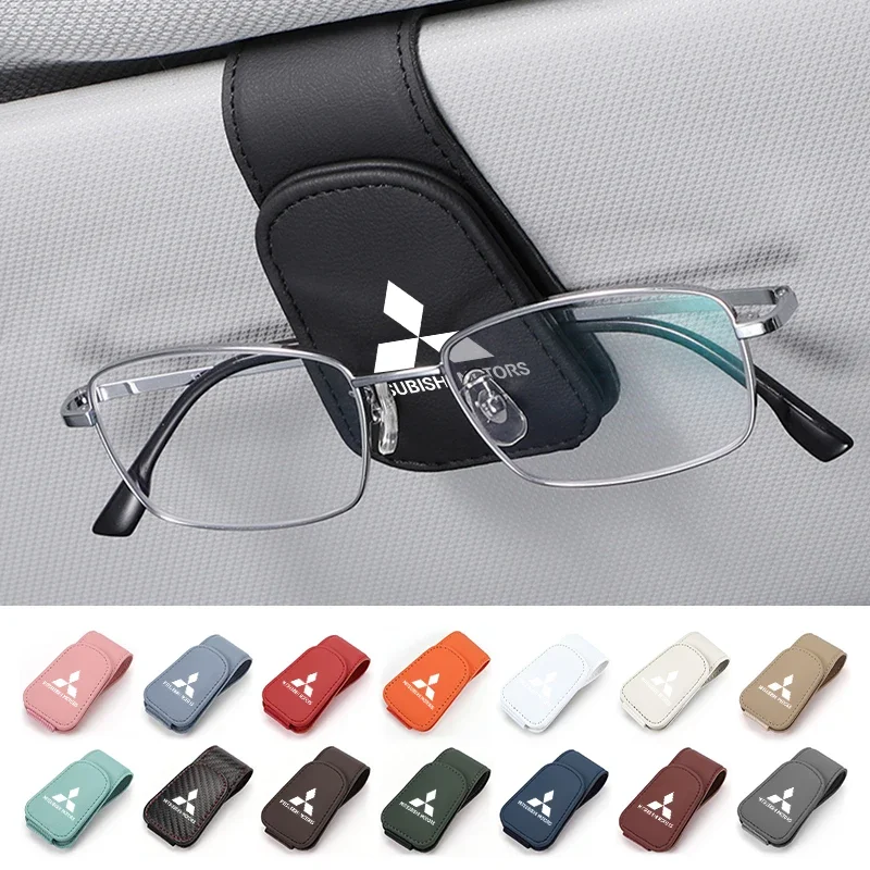 

Car Sunglasses Clip Sun Visor Storage Bag Glasses Holder Interior Accessories for Mitsubishi Outlander Lancer Pajero ASX L200