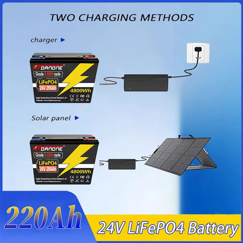 

LiFePO4Battery Built-in BMS 32700 24V 200Ah RV Rechargeable Lithium Iron Phosphate Solar Power System RV House Trolling Moto