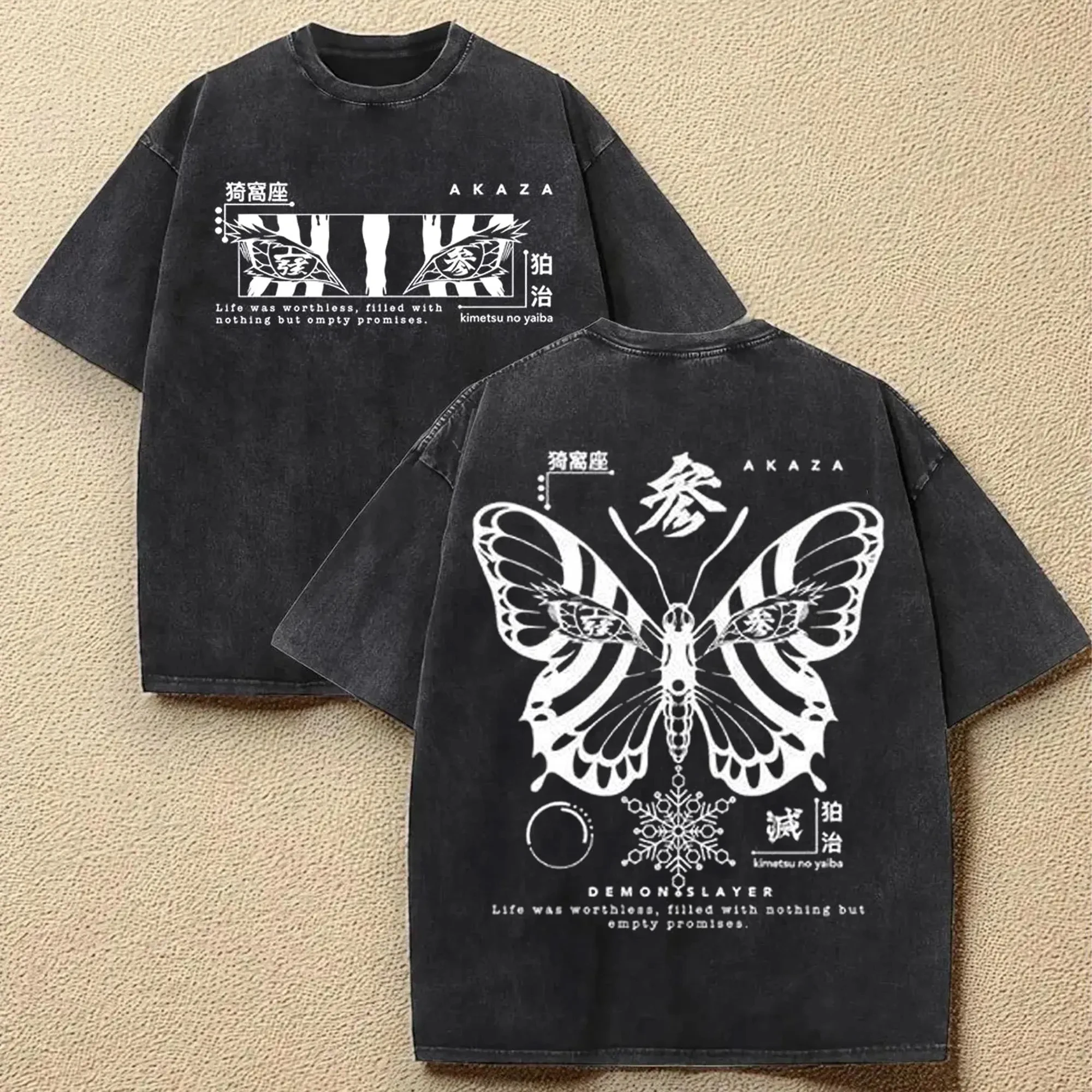 

2026 Japanese Anime Demon Slayer Tanjirou Print Washes T-shirts Men's Women's Pure Clothing Harajuku Y2K Streetwear Cotton Tops