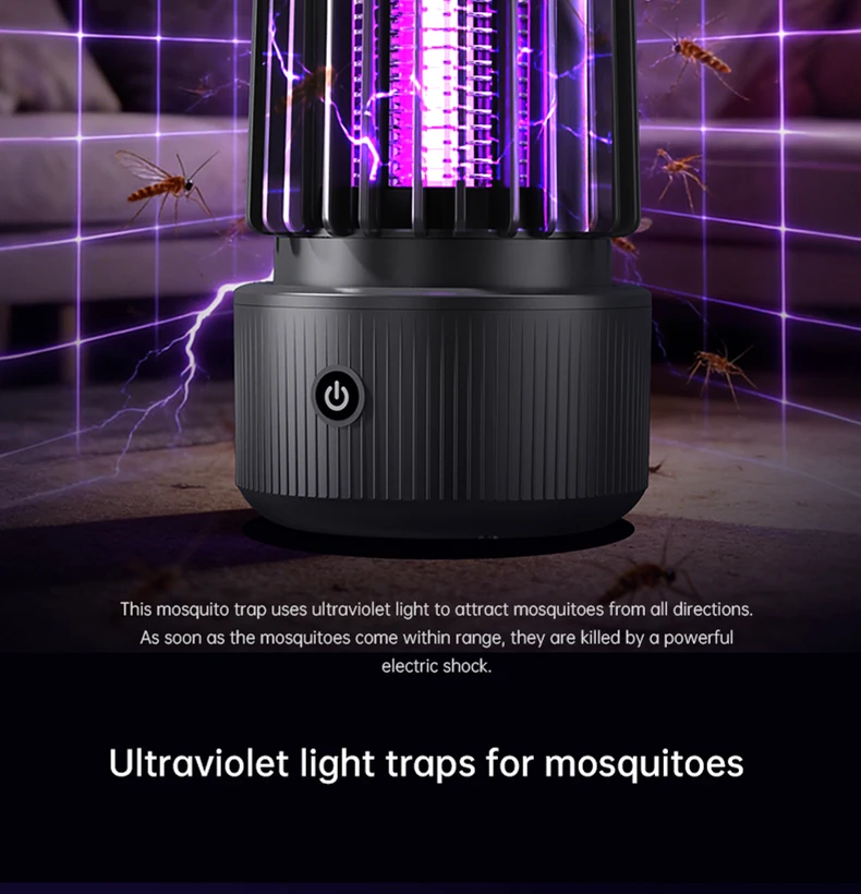 TINSOL Elektrische UV-Mückenfalle USB-Aufladbar Geeignet für Innen- und Außenbereich Mückenabwehrlampe – Detail 11