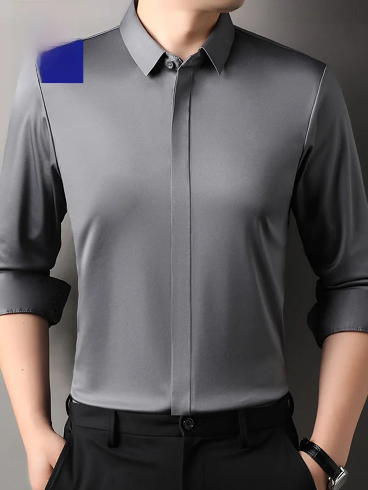 

Lormen Busin High-End Men's irt Thin Anti-Wrinkle Sl Premium Feel Stand Collar Color Base Layer irt