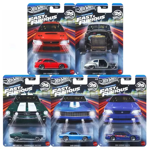 Hot Wheels HNR88-N Fast&Furious Series,Subaru Chevy Fleetline Mustang Camaro Nissan Maxima,1:64 Diecast Collection Gift for kid