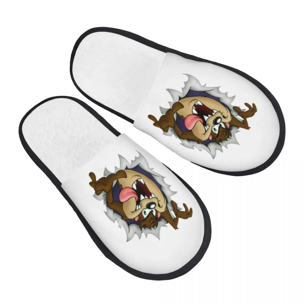 Custom Tasmanian Devil House Slippers Women Comfy Memory Foam Taz Cartoon Comic Slip On Bedroom Slipper Shoes