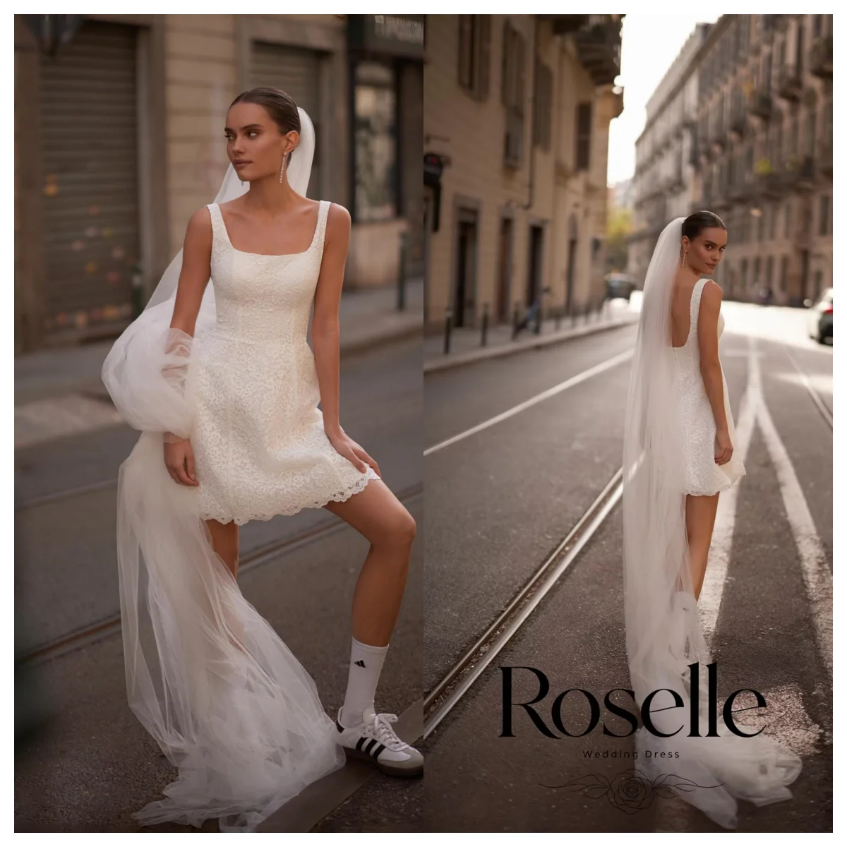 Customized Short Lace Wedding Dress New Arrival Square Neck Sleeveless Mini Bridal Gown Little Ivory Dresses for Lady