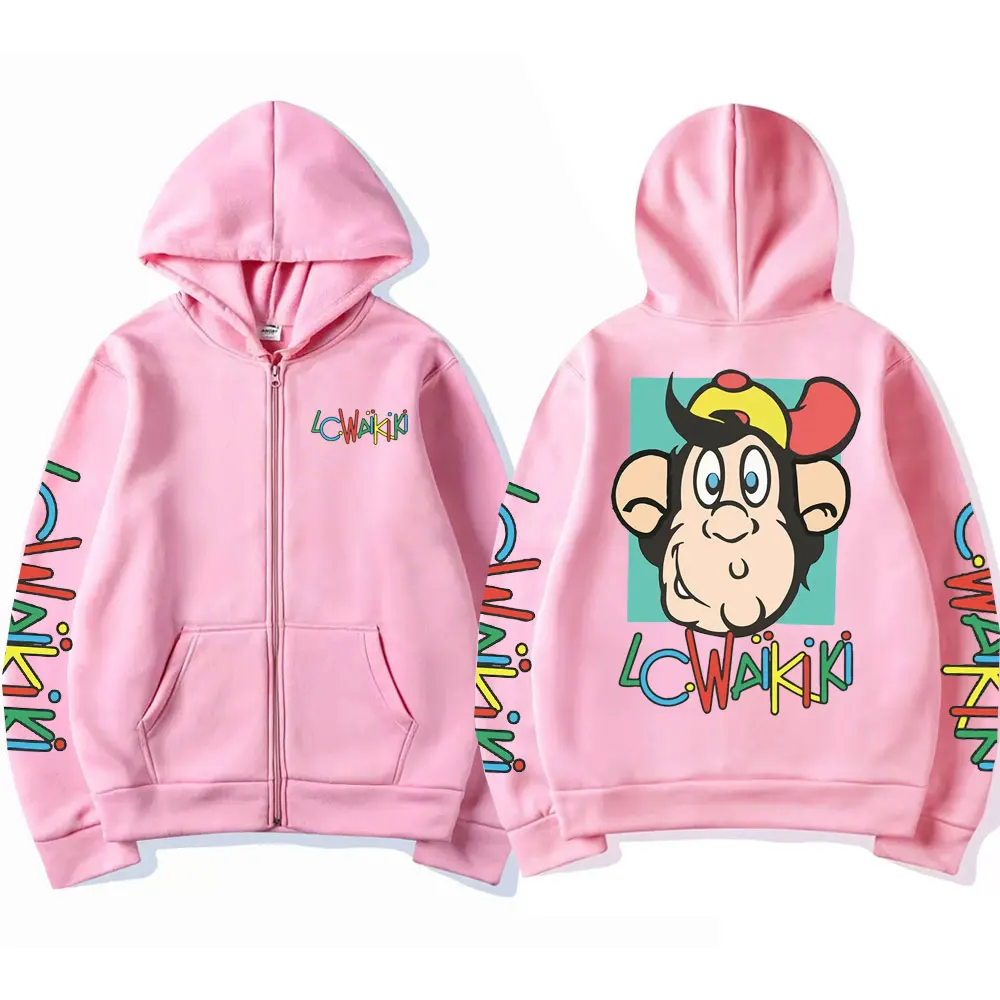 Anime casual macaco gráfico com zíper com capuz lc waikiki macaco zip hoodies moda masculina zip moletom homem ulzzang roupas