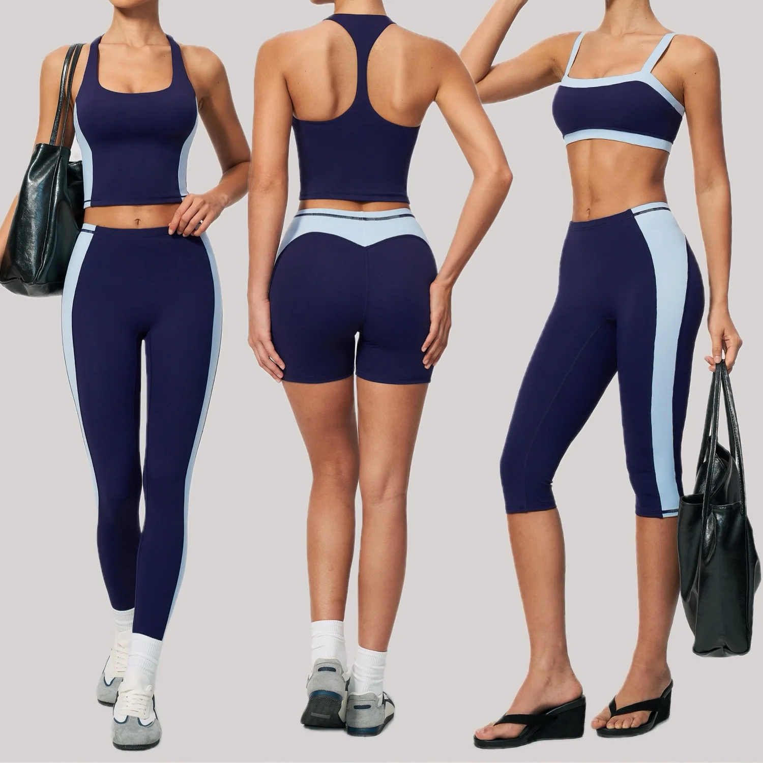 2PCS Sport Set Yoga Set Sport Capri Outfits Women Tracksuit Slim Fit Workout Set Female Sexy Breathable Gym Fitness Training Set