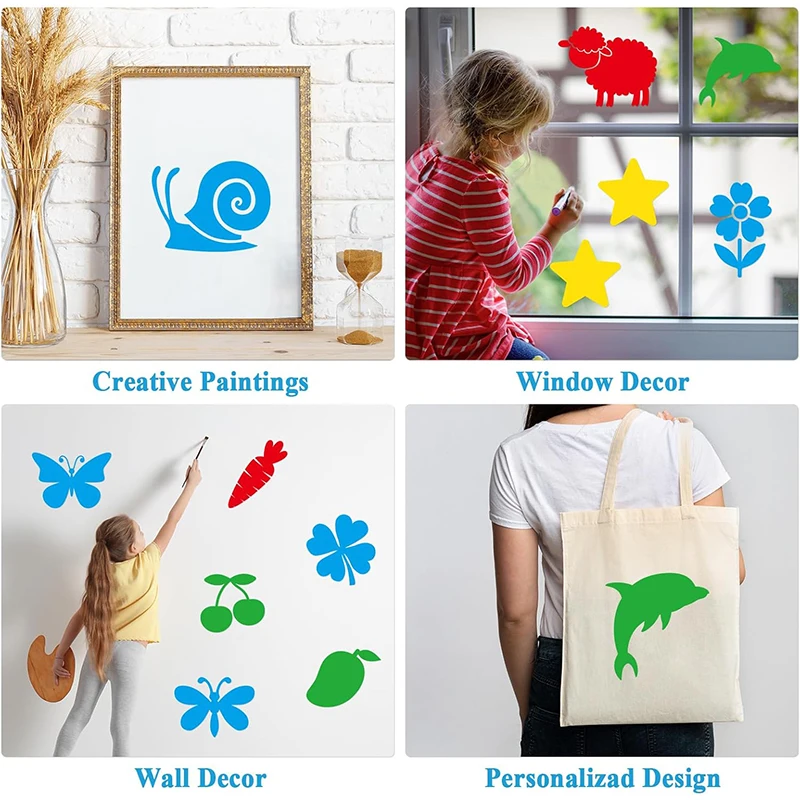 10/20pcs 어린이 그리기 장난감 스텐실 그림 장난감 빨 수있는 재사용 가능한 학습 테마 기본 모양 템플릿 어린이를위한 TMZ