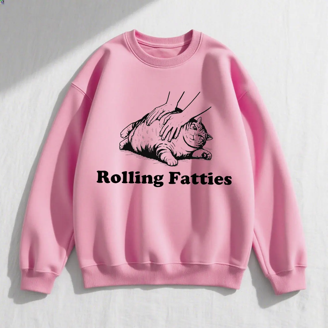 Cat Shirt Funny Rolling Fatties Graphic T-Shirt Unhinged Cat Lovers Gift Cute Fat Cat Sweatshirt Hoodie Tee for Women Men Casual