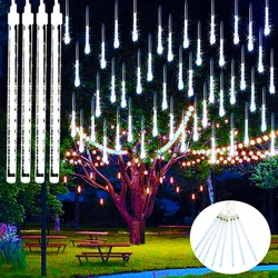 Ao ar livre Icicle Luzes Neve Meteor Shower Rain Light Natal LED Decoração Queda String Luz 8 Tubos 30/50cm