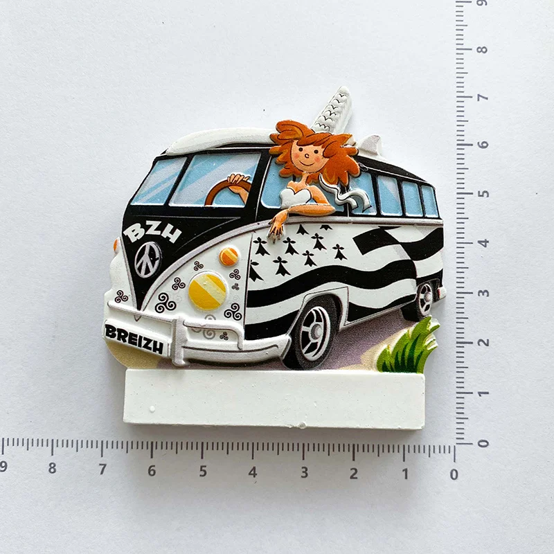 الفرنسية بريتاني حافلة فتاة صغيرة مغناطيس الثلاجة السفر تذكارية ديكور المنزل هدية تزيين رائعة #5
