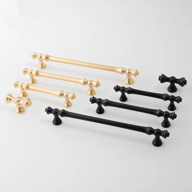 Zinc Alloy Cabinet Door Handles Gold Black Knobs Antique Drawer Pulls Vintage Kitchen Cupboard Handle Wardrobe Pull Hardware