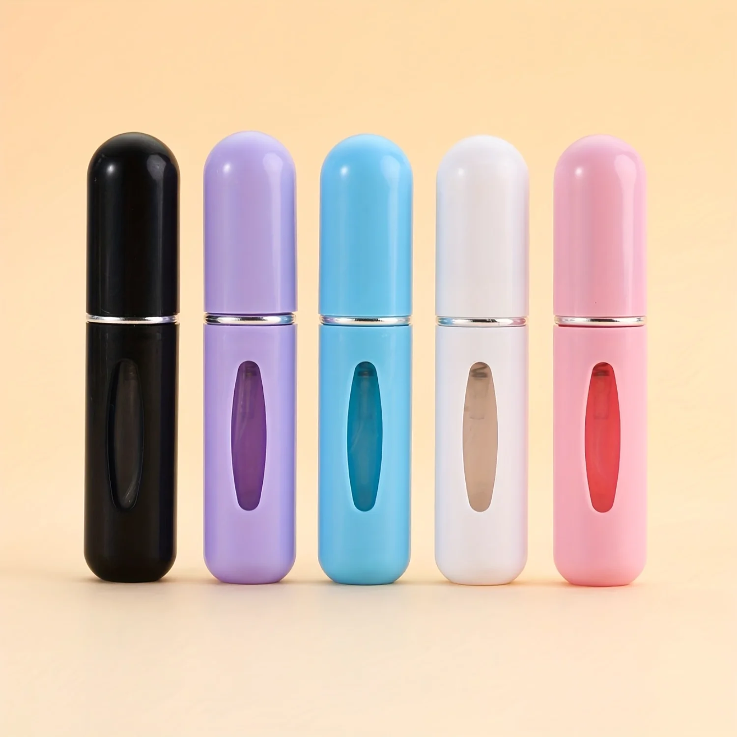 5 шт. Набор распылителей для духов премиум-класса для путешествий — стильные, герметичные, многоразовые мини-бутылки емкостью 5 мл — портативный, многоразовый образец макияжа C