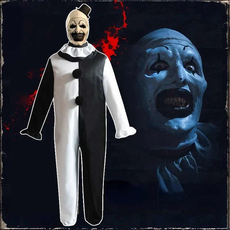 Halloween Clown Cosplay Costume para homens e mulheres, Play Horror Jumpsuit