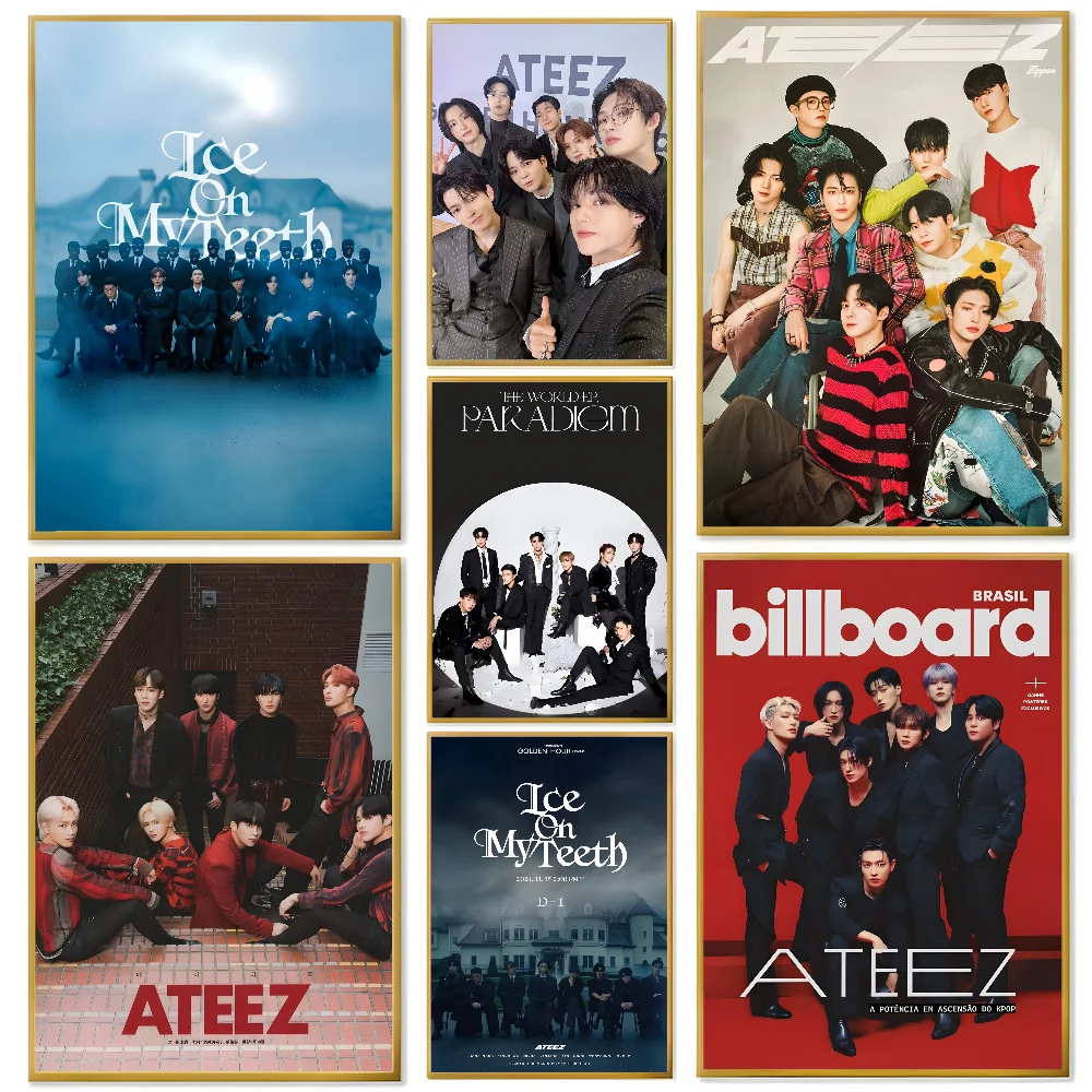 Kpop A-ATEEZ Poster Home Decor HD Sticky Wall Waterproof Home Living Room Bedroom Bar Decoration