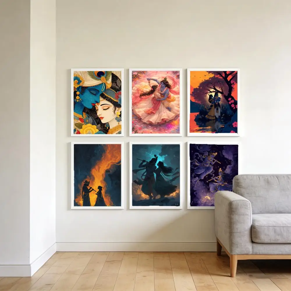 Divine Traditional R-Radha Krishna Art Poster Top-Quality For Household Room Bar Cafe Wall Art Decor  Gift Item
