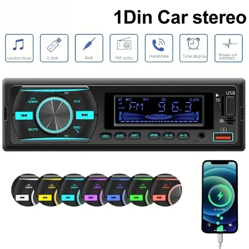 Universal 1DIN Car MP3 Player Wireless Stereo System Support FM AUX IN Dual USB Play Music Fast Charger Car Audio Head Unit