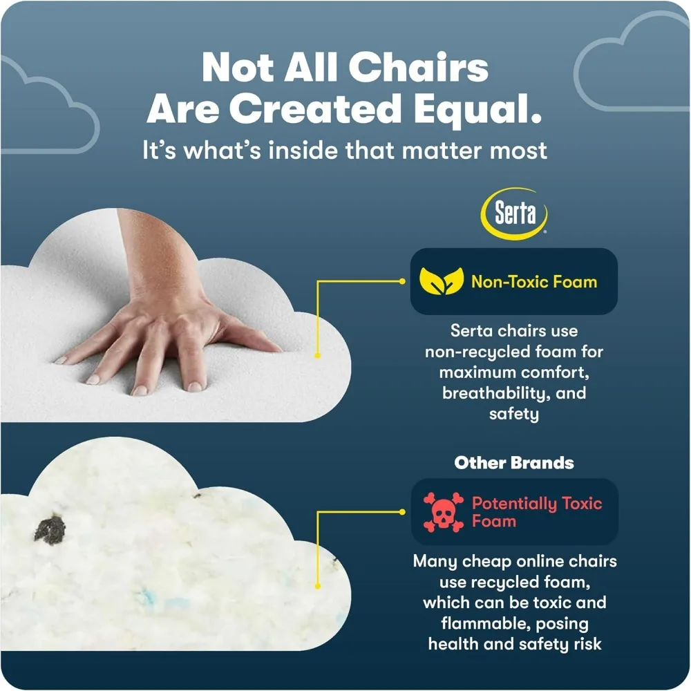 Ergonomic Adjustable Mid-Back Office Chair with Lumbar Support in Light Gray Fabric by Serta