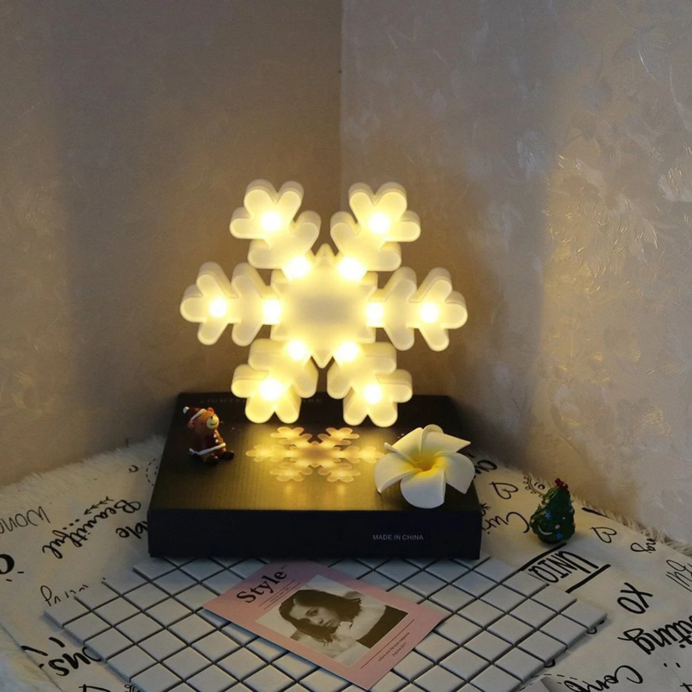 

2pcs Snowflake Night Light 3D Led Lamp Compact Durable For Party Wedding Birthday Banquet Christmas Gift White