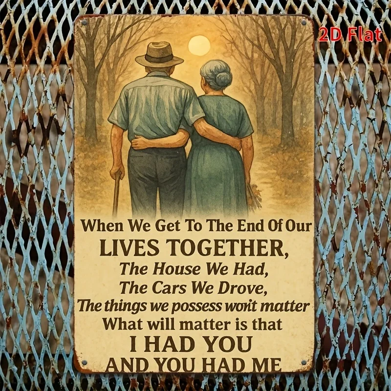 Together Till Life's End- 20.32x12.7 cm Romantic Elderly Couple Design Spouse Valentine's Home Decor