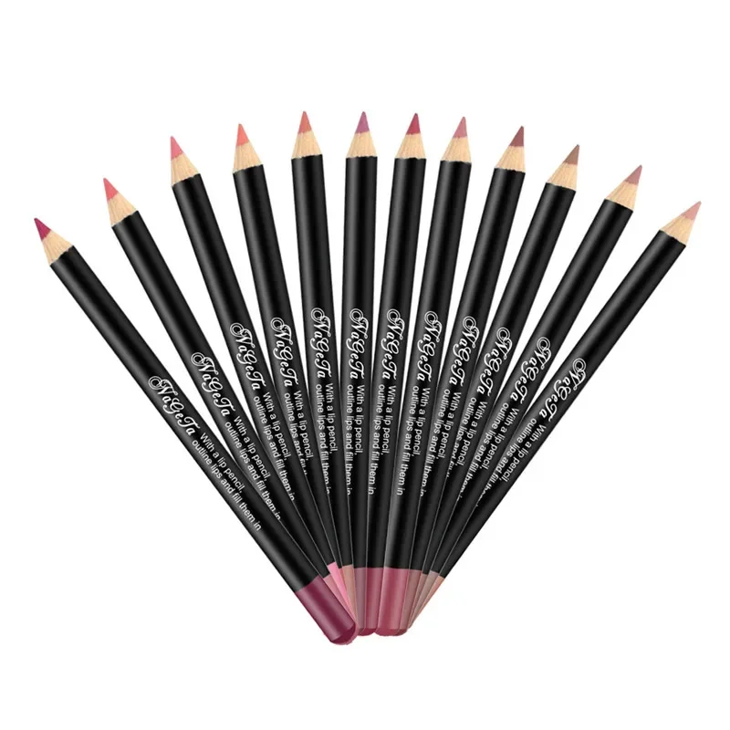 12 cores nude lápis labial fosco batom delineador caneta pigmentos à prova dwaterproof água hidratante fosco lipliner lápis ferramentas de beleza