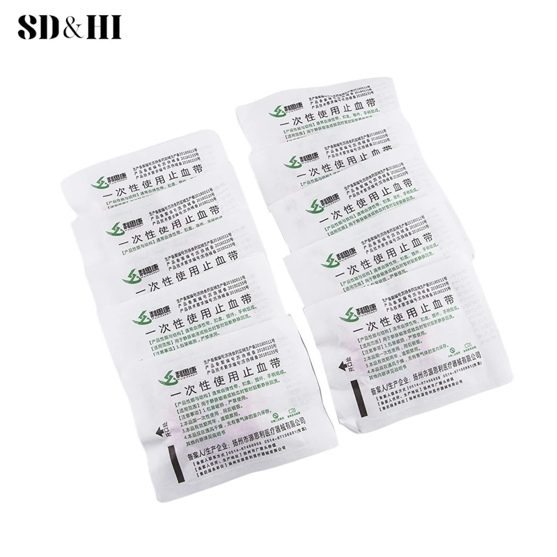 10strips Pre Cut Pink Elastic Belt Disposable Tourniquet First Aid Kit Product Medical Rubber Tourniquet Disposable Tourniquet