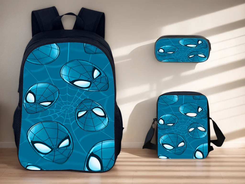 HOT Spider-Man Multifunction Knapsack and Canvas Marvel Shoulder Bag Pencil Box 3Pcs Set Backpack for Elementary Kid