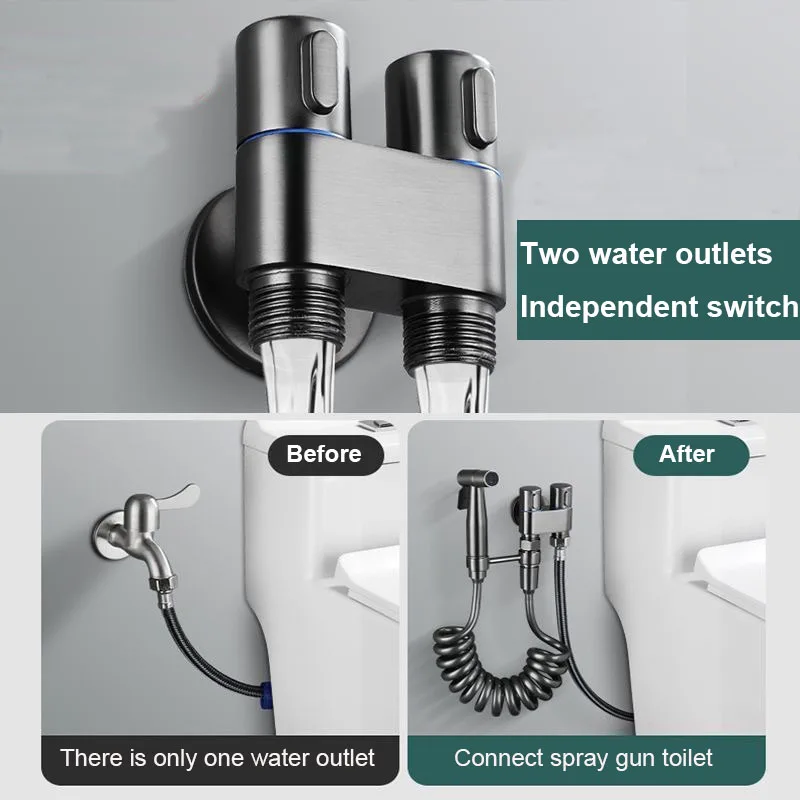 Stainless Steel Portable Bidet Toilet Handheld Flusher Set Angle Valve Bathroom Cold Water Cleaning Bidet Toilet Spraye