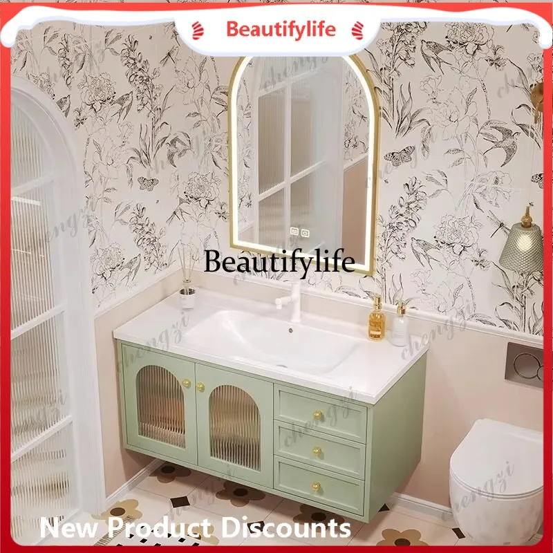 E182 Simple oak paint ceramic integrated bathroom cabinet combined bathroom, washbasin bathroom cabinet