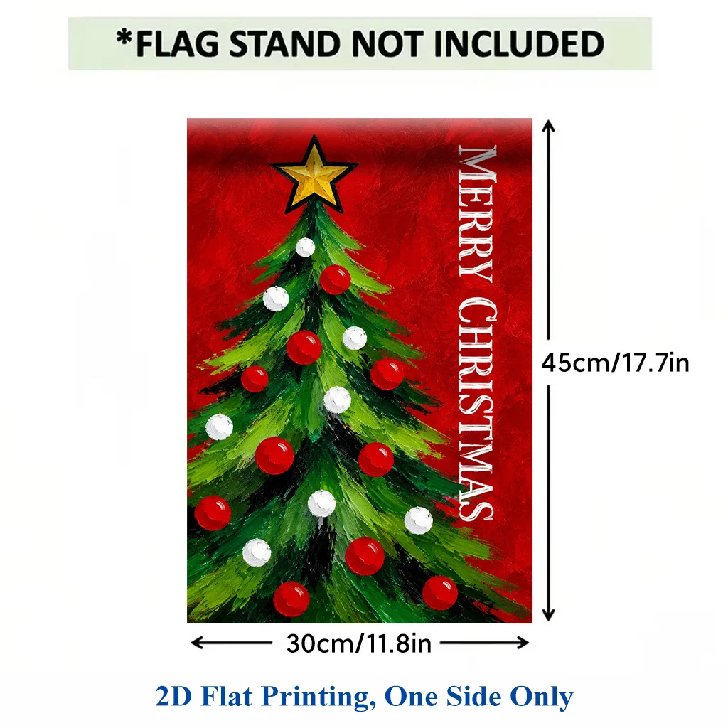 2D Flat - 2D Flat Printing Garden Flag 1pc, Merry Christmas Banner Polyester Garden Flag, Single-Sided Printing, Outdoor Holiday Decor for Home & Yard, 11.8X17.7 Inches, No Pole Included