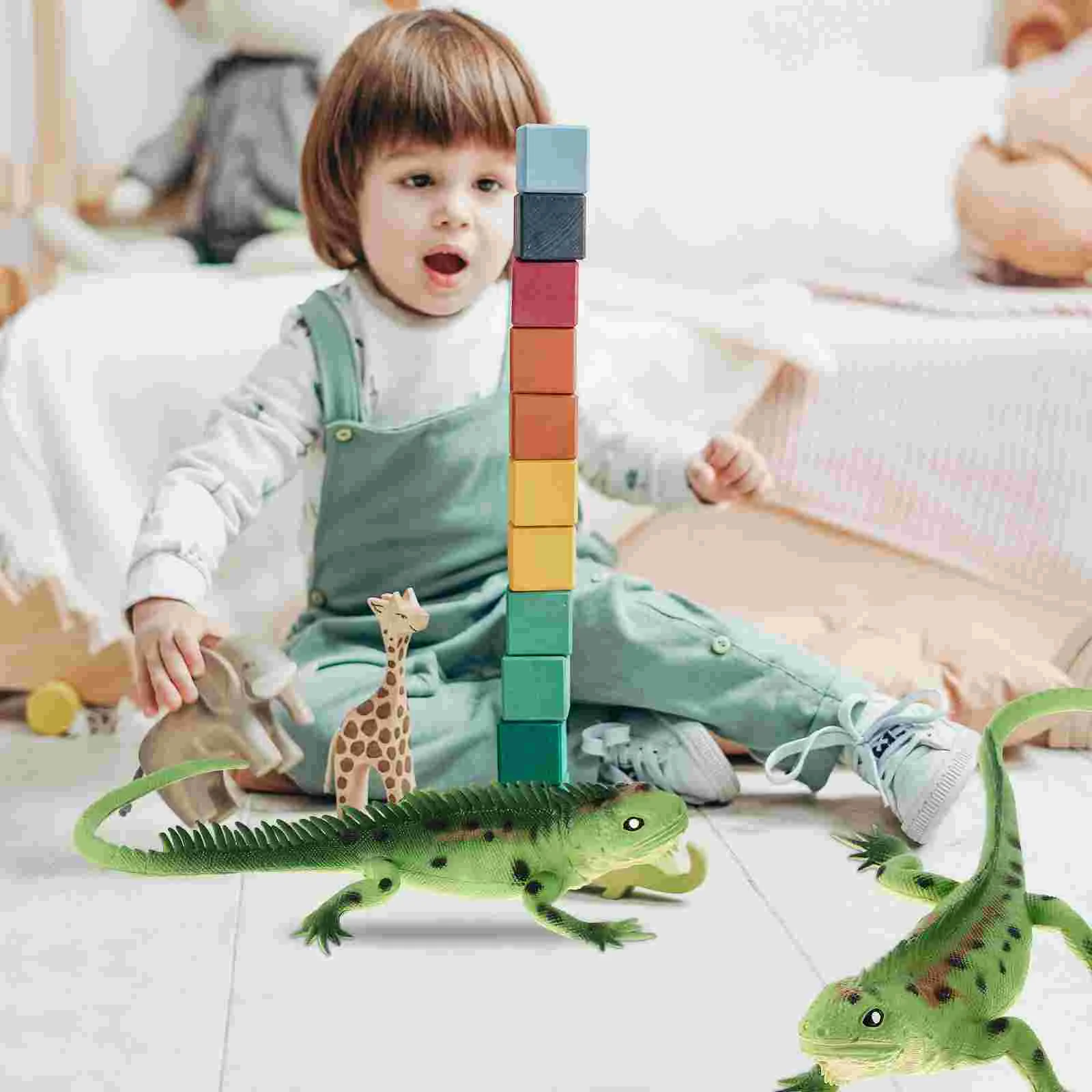 2 Pcs Lizard Model Ornament Kid Educational Toy Simulation Animal Decorate Lifelike Eco-friendly Plastic Statue Child