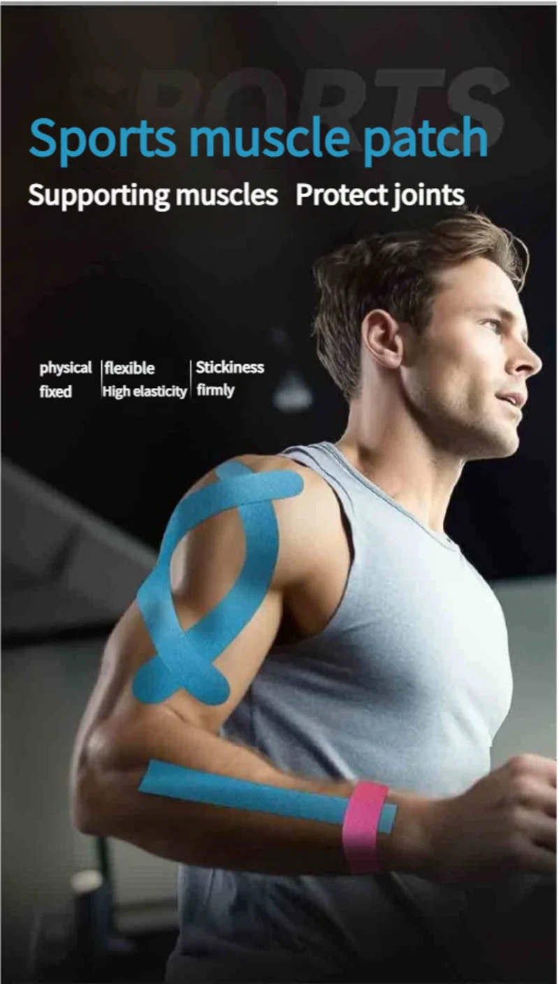 Sport Kinesio Tape Muskel Kinesiologie Elastische Knie Schmerzlinderung Dehnung Patch Sportliche Erholung Aufkleber Fitness Bandagen – Detail 3