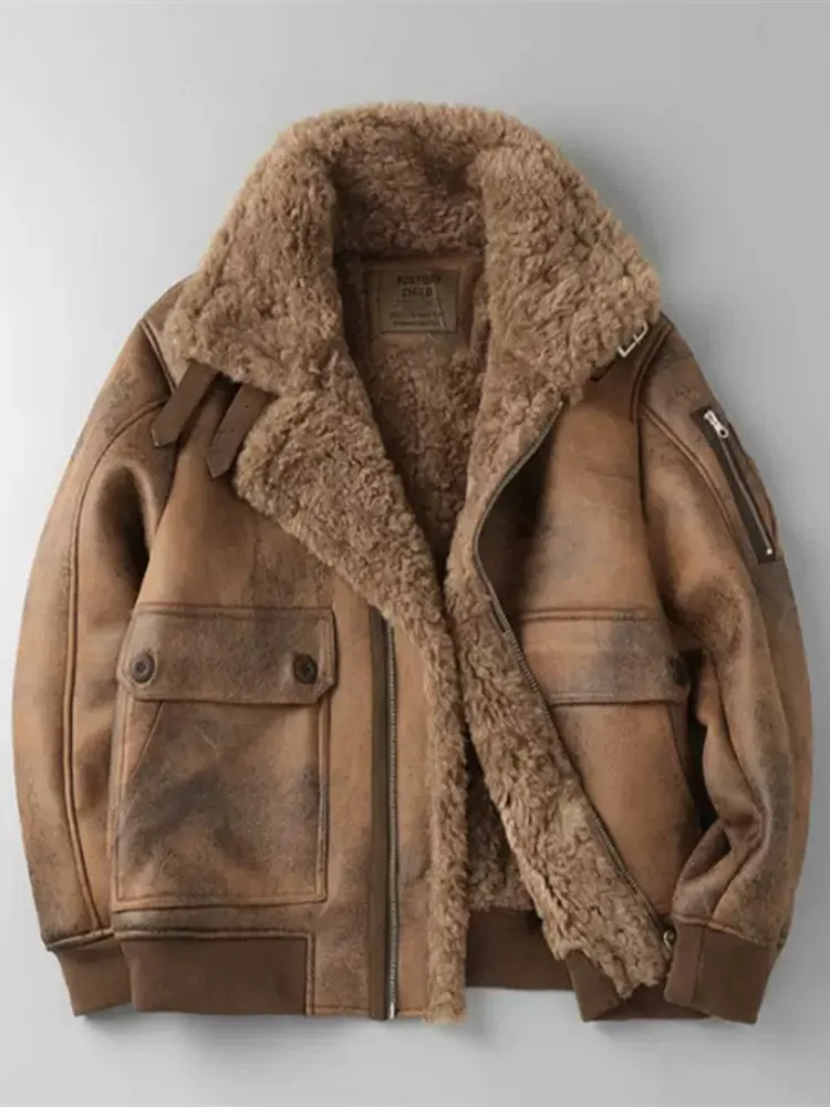 Winter New Arrival Trendy American Retro Fleece Lined Thickened Insulated Jacket Men's Casual Loose Sport Oversized Outerwear