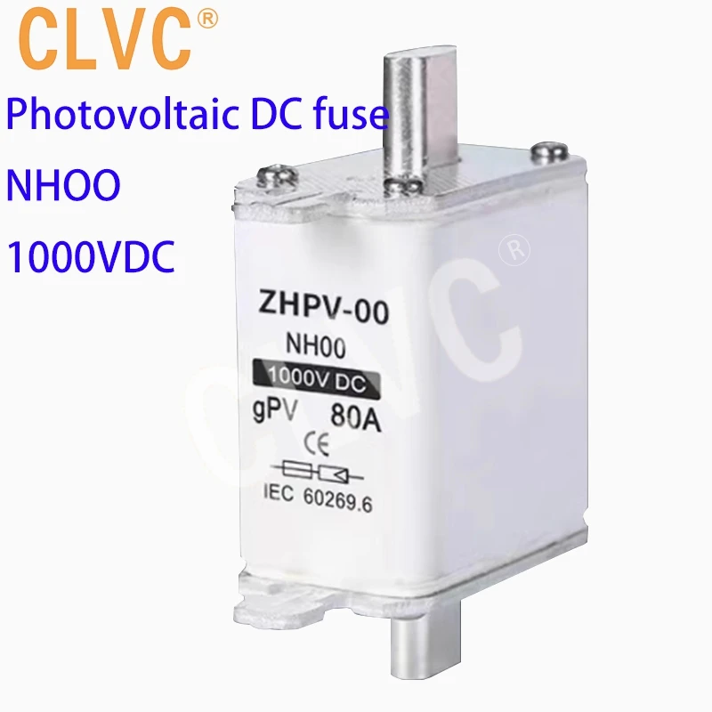 High voltage ZHPV-00 NH00 DC1000V solar PV DC fuse series industrial 1000VDC-gPV 50A 63A 80A 100A 125A 160A amp ceramic CC