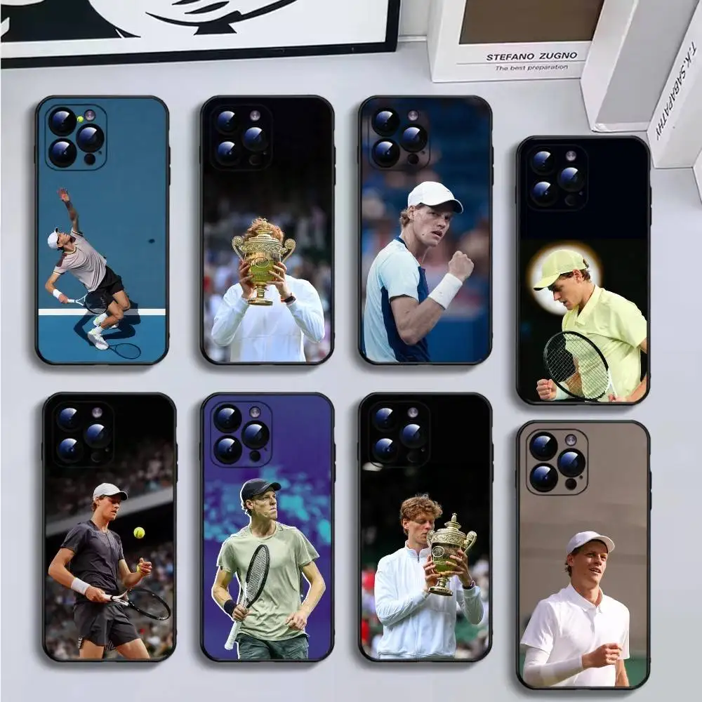 

tennis Jannik Sinner Phone Case For iPhone16,15,14,13,12,11 Plus,Pro Max,XS,X,XR,SE,Mini,8,7,Soft Black Cover