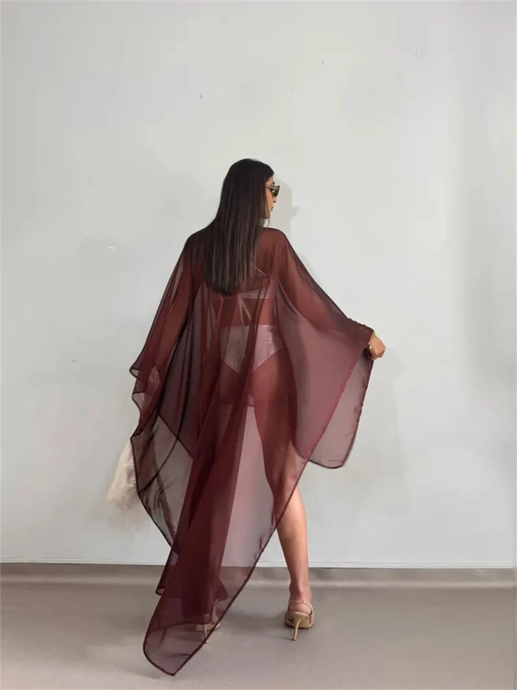 

Chiffon Cape, Sheer Shrug, Front Short Back Long Poncho, Chiffon Wrap, Sheer Jacket, Sheer Scarf, Wrap Sheer Cape