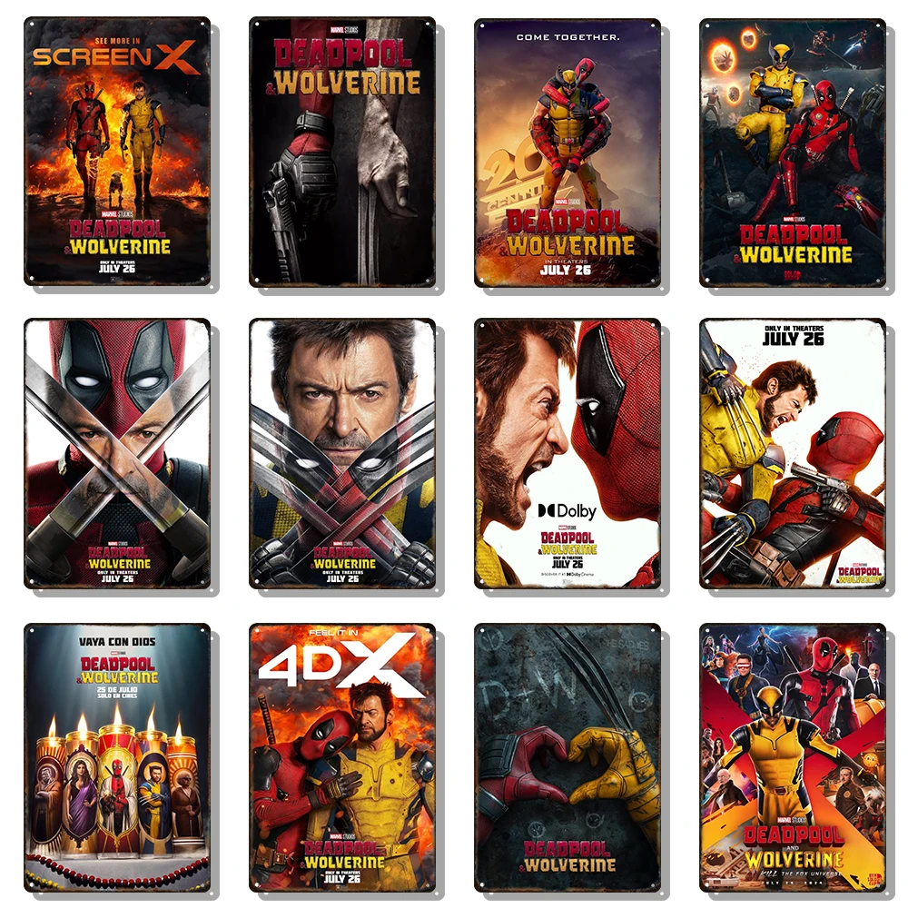 Marvel Movie Metal Poster Wolverine Deadpool Tin Sign Cinema Bar Cafe Home Decor Birthday Christmas Gift