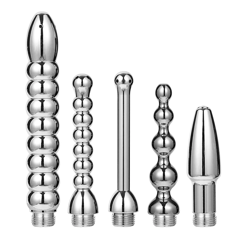 5pcs Douche Metal Enema Syringe 5 Hole/7Hole Anal Enema Shower Vaginal Cleaning Head Anal Beads Butt Plug Nozzle Tip Gay Sex Toy