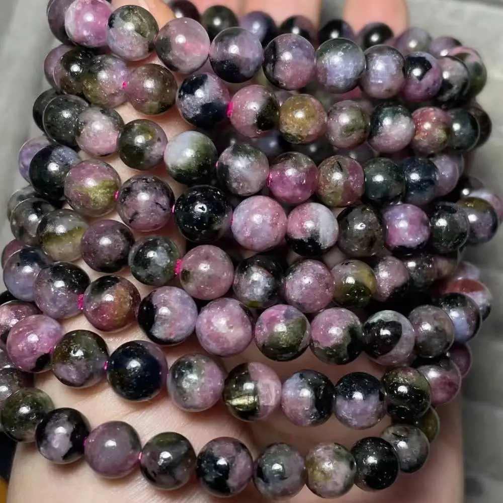 2bracelets AKAC approx7-7.8mm natural watermelon tourmaline  bracelet beads