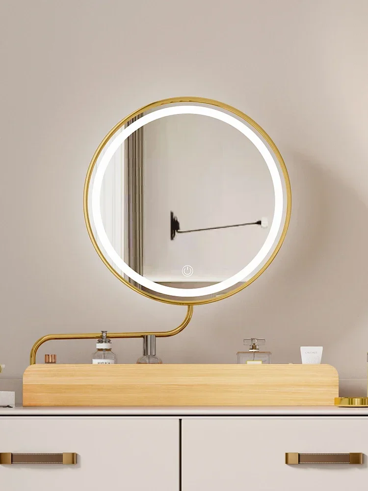 Aluminum alloy rotating vanity mirror log bedroom table vanity mirror led multifunctional retractable flip.