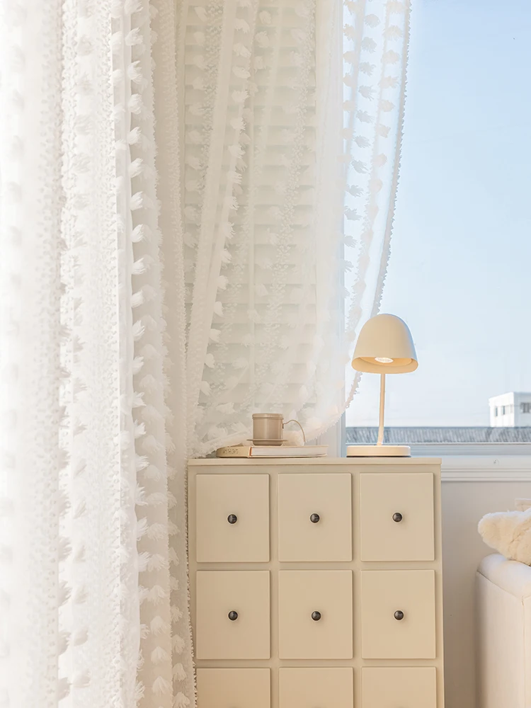 

Gauze French Snow Dot Gauze Curtains White Curtains Rococo Luxury High-end Translucent White Window Screens