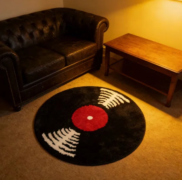 Commercial Kitchen Vinyl Flooring - Retro vinylplaatpatroon tapijt rond huisdecoratie vloermat