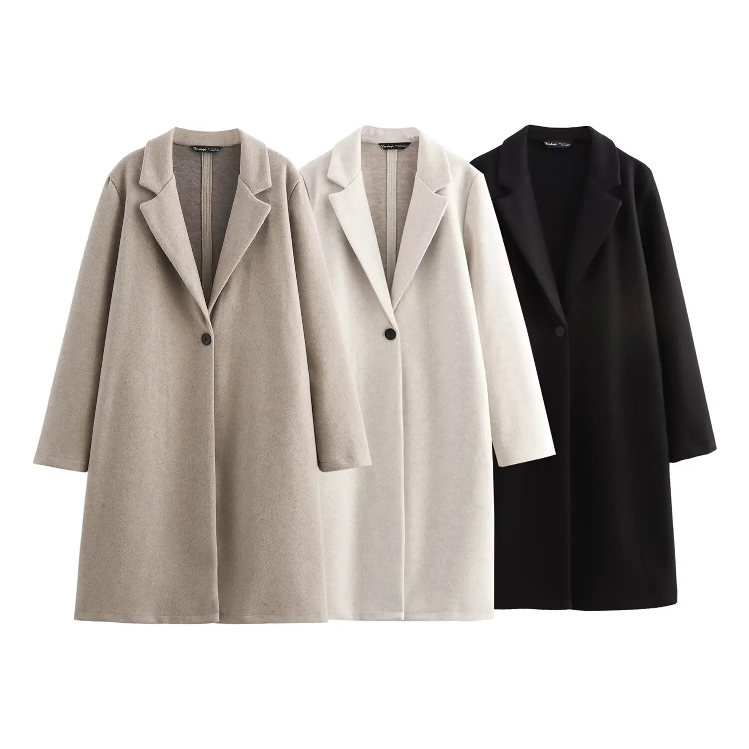 

KIDCRKJ Women Winter Jacket Solid Color Lapel Collar One Button Long Female Overcoat Temperament Casual Chic Lady Woollen Coat