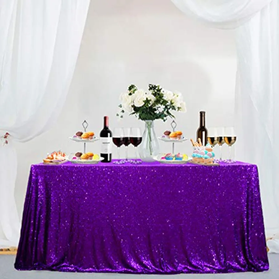 

Tablecloth 90x132 inch Sequin Tablecloth Rectangle Table Cloths Disposable Rustic Party Table Cover Circle Tablecloth Glitter T