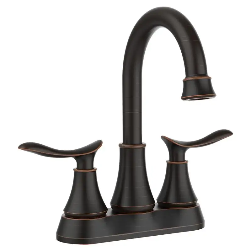 

2-Handle 4-Inch Oil Rubbed Bronze Bath Faucet with Pop-up Drain & Supply Hoses for Vanity Sinks