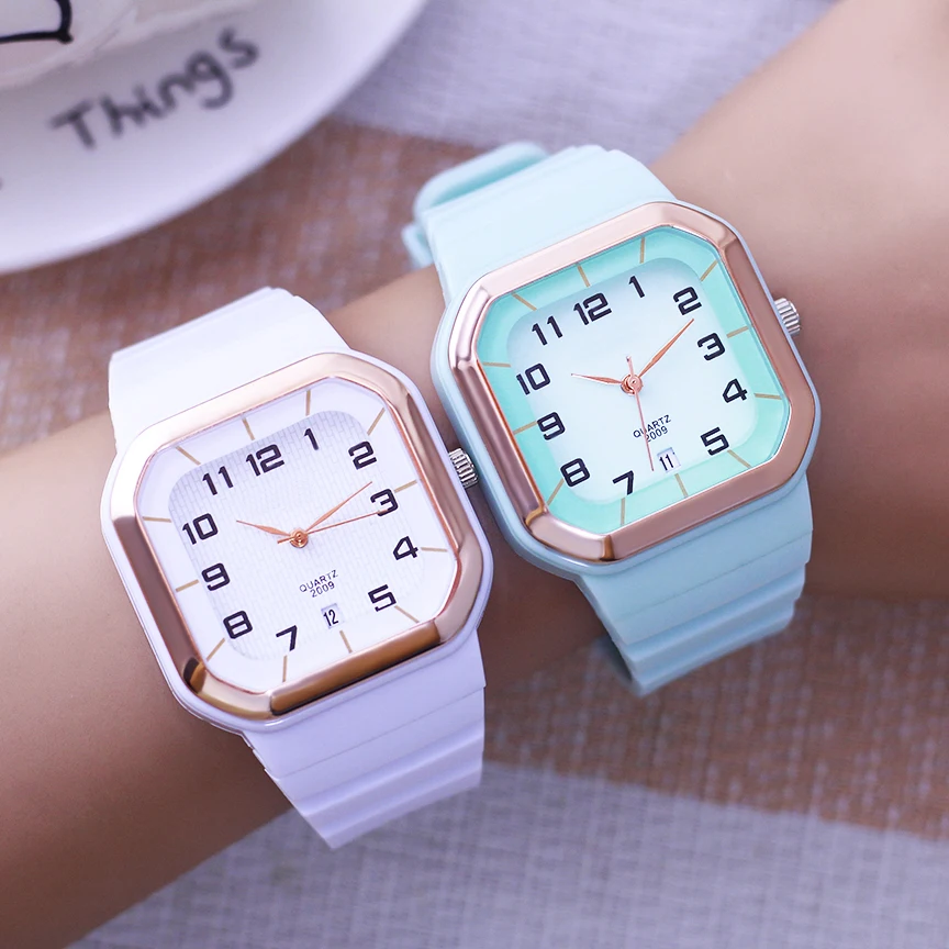 

boys girl children young man woman fashion rubber date quartz watches school students study sports 8colors waterproof cool watch