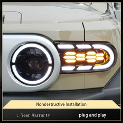Car Styling For Toyota 2007-2020 FJ Cruiser Front Lamp DRL Headlight Dynamic Turn Signal LED Projector Lens Auto Accessories
