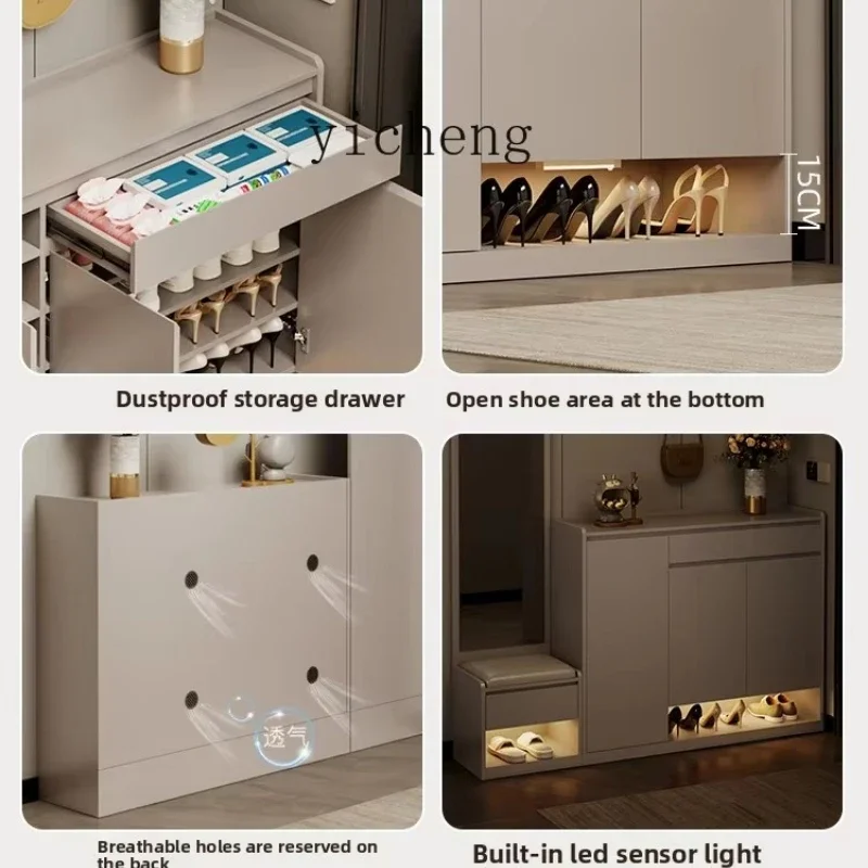 

ZC home shoe change stool can sit shoe cabinet hanger integrated household with full-length mirror locker